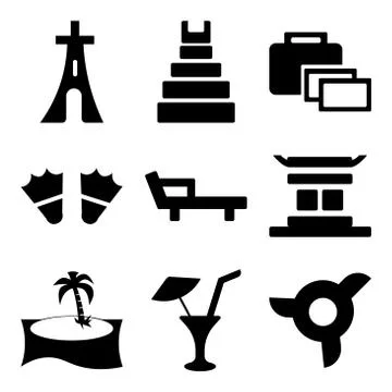 Set Of 9 simple editable icons such as Propeller, Limonade with Drop, Palm tr Stock-Illustration