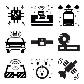 Set Of 9 simple editable icons such as Satellite, Power, Smart glasses Stockillustratie