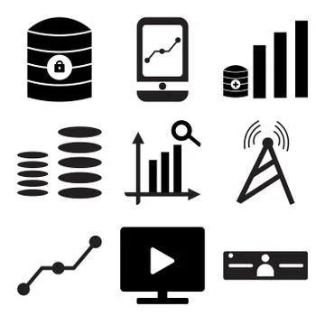 Set Of 9 simple editable icons such as Server administrator, Play on mac, Sha Stock Illustration