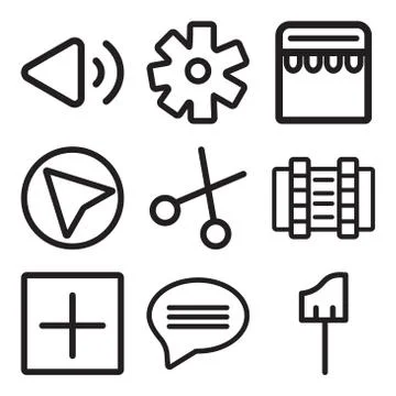 Set Of 9 simple editable icons such as Paint, Speech bubble, Add Stock Illustration