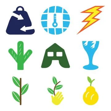 Set Of 9 simple editable icons such as Big Pear, Sprout On Hand, Big Sprout Stock Illustration