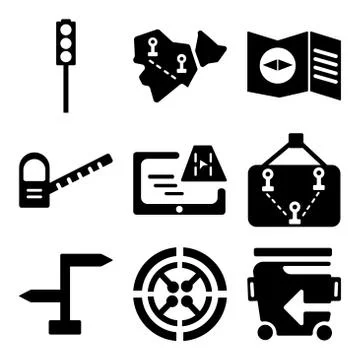 Set Of 9 simple editable icons such as Recycle bin, Radar, Stock-Illustration