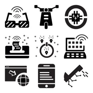 Set Of 9 simple editable icons such as Pipes, Ebook, Internet 库存插图