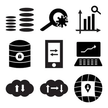 Set Of 9 simple editable icons such as Location, Cloude, Download cloud Illustrazione stock