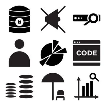 Set Of 9 simple editable icons such as Search statistic, Dinner, Diagram 스톡 일러스트