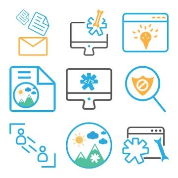 Set Of 9 simple editable icons such as Browser, Image, Users Stock Illustration