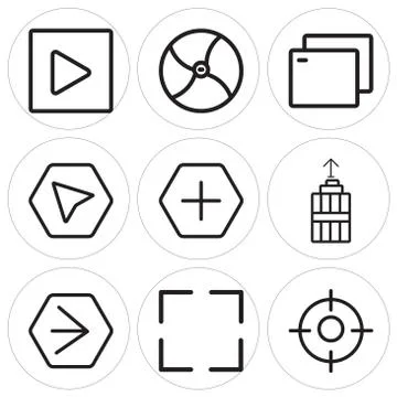 Set Of 9 simple editable icons such as Focus, Diagonal, Youtube Stock Illustration