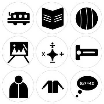 Set Of 9 simple editable icons such as Speech bubble, Uniform, Teacher Stock Illustration
