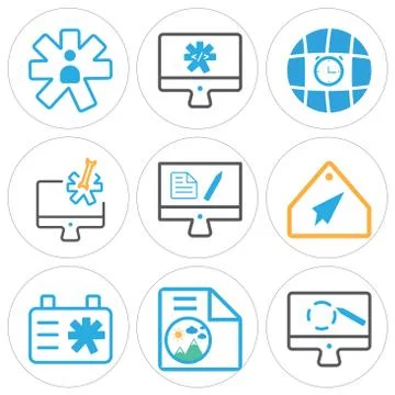 Set Of 9 simple editable icons such as Graphic tablet, Image, Clipboard Illustrazione stock