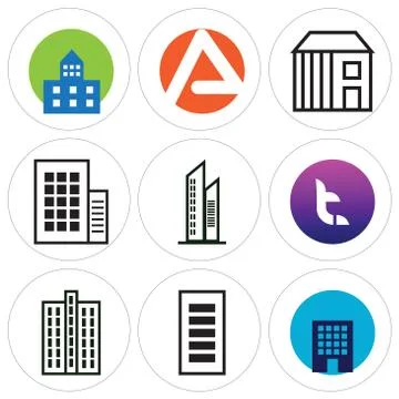 Set Of 9 simple editable icons such as Apartment, Apartment, Apartment 스톡 일러스트