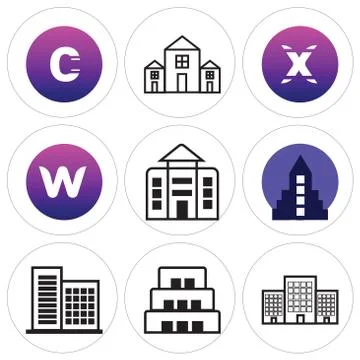 Set Of 9 simple editable icons such as Apartment, Apartment, Apartment Stock Illustration