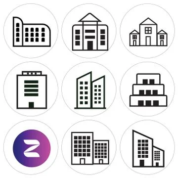 Set Of 9 simple editable icons such as Apartment, Apartment, Z Stock Illustration