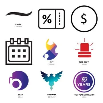 Set Of 9 simple editable icons such as ten years warranty, Pheonix, beta Stock Illustration