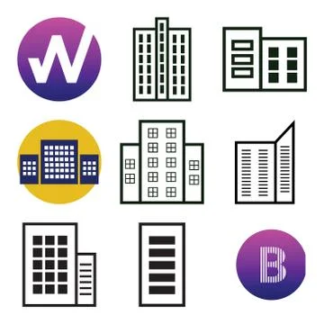 Set Of 9 simple editable icons such as B, Apartment, Apartment Illustrazione stock