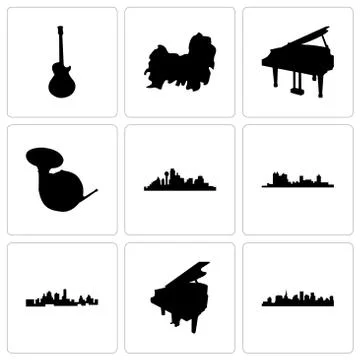 Set Of 9 simple editable icons such as st paul, grand piano, kansas city 無料イラスト素材