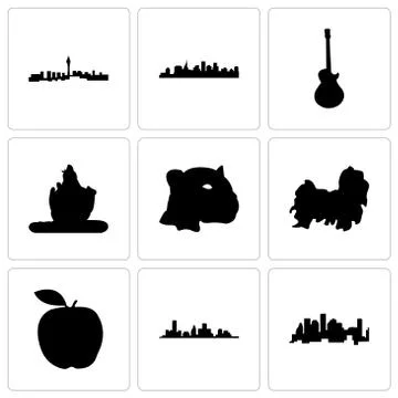Set Of 9 simple editable icons such as houston, apple Illustrazione stock gratuita