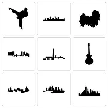 Set Of 9 simple editable icons such as nyc, florida, pittsburgh Illustrazione stock gratuita