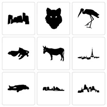 Set Of 9 simple editable icons such as, wisconsin, chalk Illustrazione stock gratuita