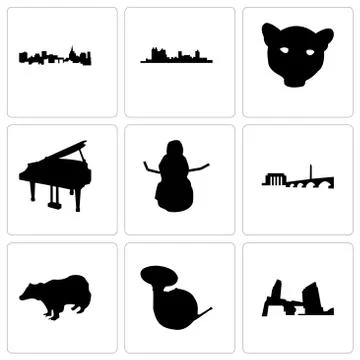 Set Of 9 simple editable icons such as long island, french horn, badger Free Stock Illustration
