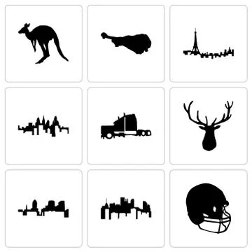 Set Of 9 simple editable icons such as football helmet, pennsylvania state, Illustrazione stock gratuita