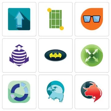 Set Of 9 simple editable icons such as taurus professional, eagle head, secto Free Stock Illustration