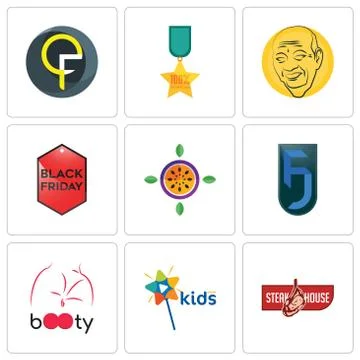 Set Of 9 simple editable icons such as steakhouse, kids channel, booty Free Stock Illustration