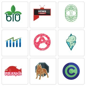 Set Of 9 simple editable icons such as copyright free, pit bull, piranha Free Stock Illustration