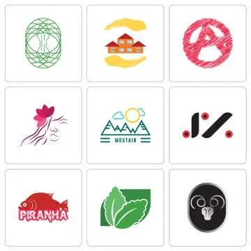 Set Of 9 simple editable icons such as ram, stevia, piranha Free Stock Illustration