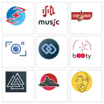 Set Of 9 simple editable icons such as patel, kart, valknut Free Stock Illustration