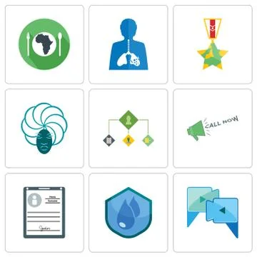 Set Of 9 simple editable icons such as video call, water resistant, personal  Free Stock Illustration