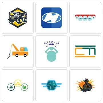 Set Of 9 simple editable icons such as outlaw, semi truck, commodities Free Stock Illustration