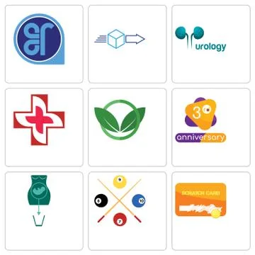 Set Of 9 simple editable icons such as scratch card, snooker, abortion Illustrazione stock gratuita