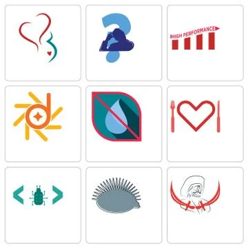 Set Of 9 simple editable icons such as pirate, hedgehog, software bug Grats Stockgrafik