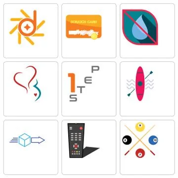 Set Of 9 simple editable icons such as snooker, tv remote, dispatch 무료 스톡 일러스트