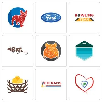 Set Of 9 simple editable icons such as insurance, veterans day, bird nest Illustrazione stock gratuita
