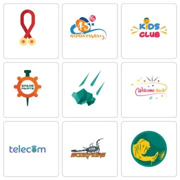 Set Of 9 simple editable icons such as welder, scorpions, telecom Illustrazione stock gratuita