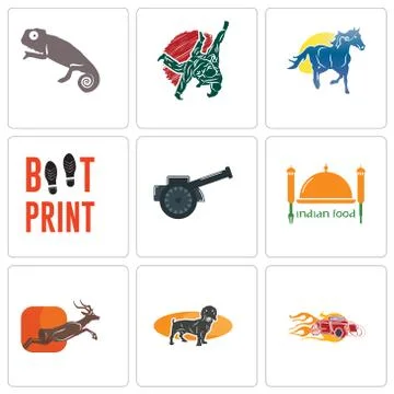Set Of 9 simple editable icons such as hot rod, dachshund, antelope Free Stock Illustration