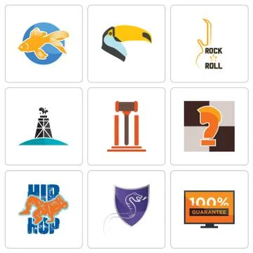 Set Of 9 simple editable icons such as 100 guarantee, viper, hip hop 무료 스톡 일러스트