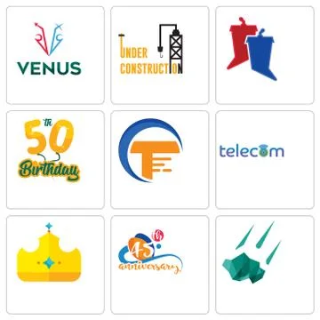 Set Of 9 simple editable icons such as meteorite, 45th anniversary, royal Free Stock Illustration