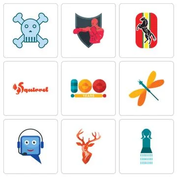 Set Of 9 simple editable icons such as girls bathroom, stag head, helpdesk Free Stock Illustration