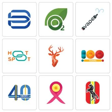 Set Of 9 simple editable icons such as horse, breast cancer ribbon, 40 years Free Stock Illustration