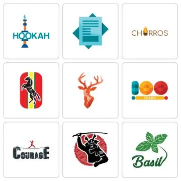 Set Of 9 simple editable icons such as basil, , courage Free Stock Illustration