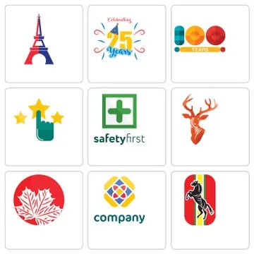 Set Of 9 simple editable icons such as horse, free, canadian leaf Free Stock Illustration