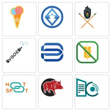 Set Of 9 simple editable icons such as datacenter, boar, hotspot Illustrazione stock gratuita