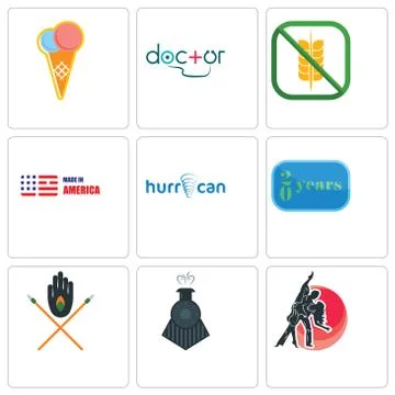 Set Of 9 simple editable icons such as dance studio, locomotive, tribe Free Stock Illustration