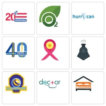 Set Of 9 simple editable icons such as lodging, doctor, volleyball tournament Free Stock Illustration