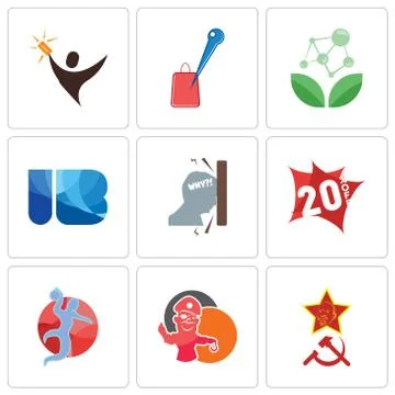 Set Of 9 simple editable icons such as communism, pirate mascot, handball Free Stock Illustration