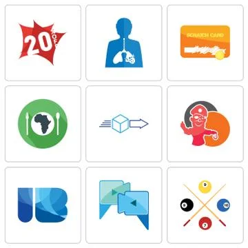 Set Of 9 simple editable icons such as snooker, video call, ib Free Stock Illustration