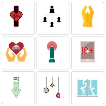Set Of 9 simple editable icons such as broken glass, christmas bulb, cost uct Illustrazione stock gratuita