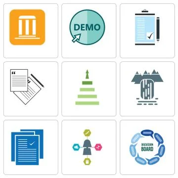 Set Of 9 simple editable icons such as discussion board, travel agent, specif Free Stock Illustration